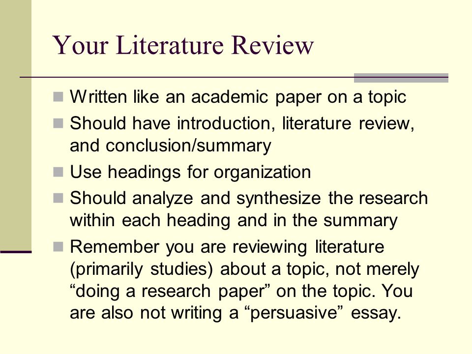 writing a literature review abstract